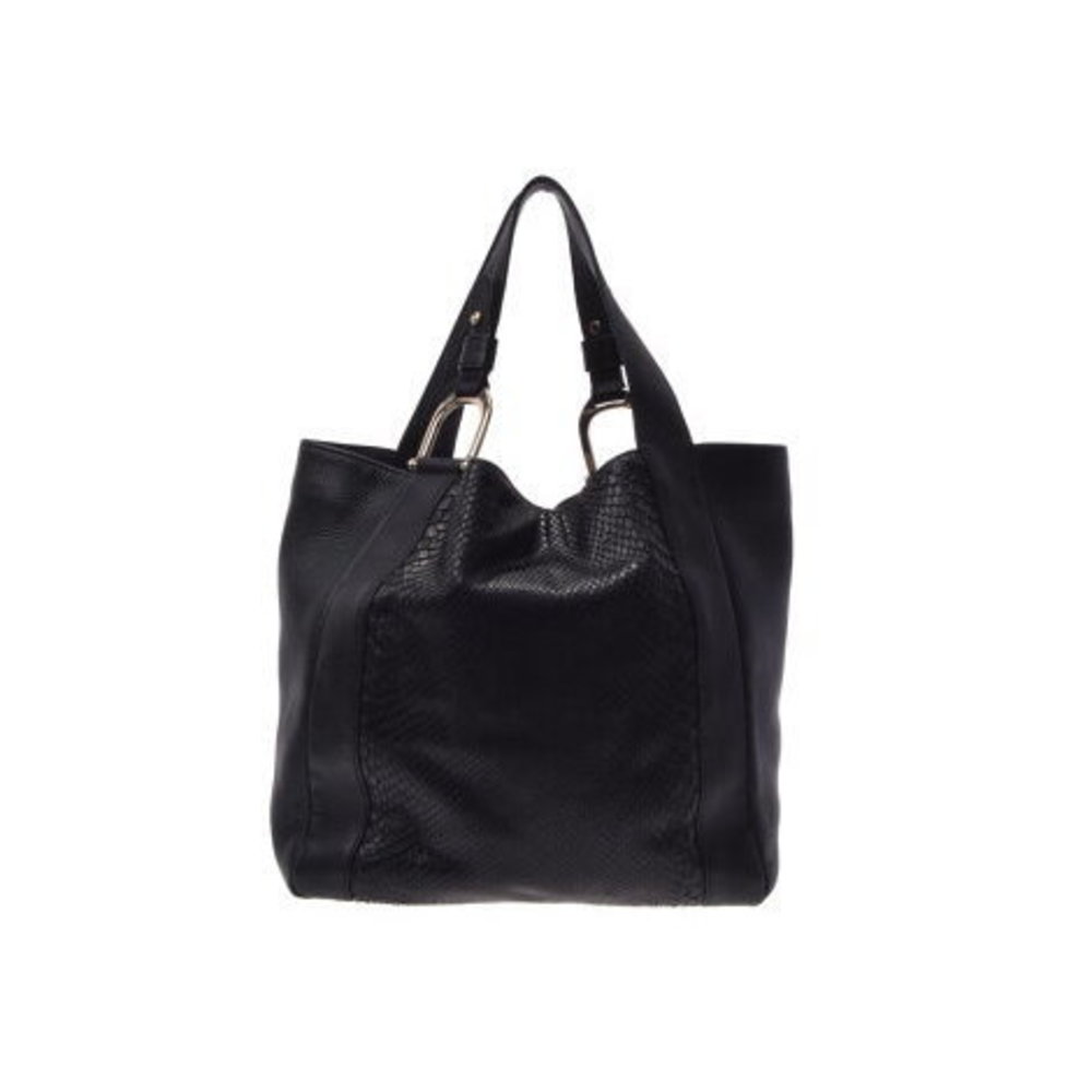 Gucci Tote Bag Python Leather Black - image 1